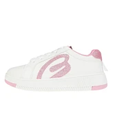 Bebe Little Girl's Court Sneaker with Glitter Applique and Counter Polyurethane Sneakers