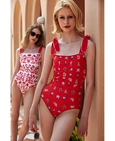 Jessie Zhao New York Women's Red Coral Reversible One-Piece Swimsuit