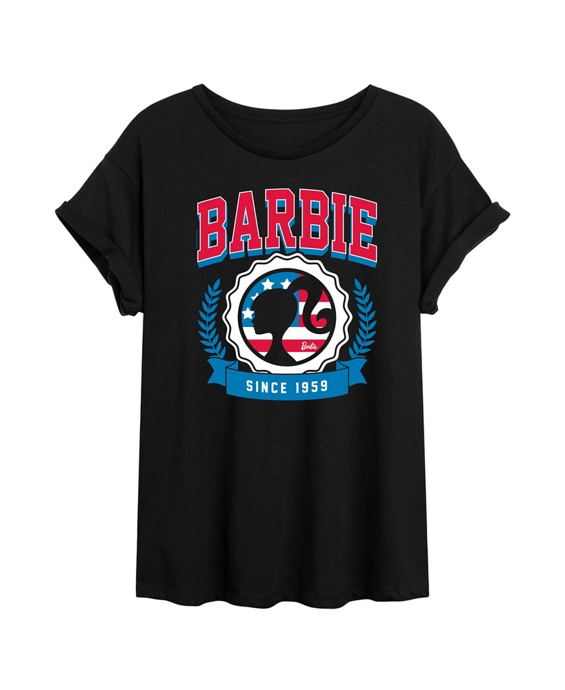 Hybrid Apparel Trendy Juniors Barbie Usa Graphic Oversized Tee