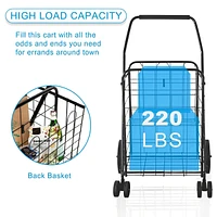 Sugift Black Steel Heavy Duty Folding Kitchen Cart