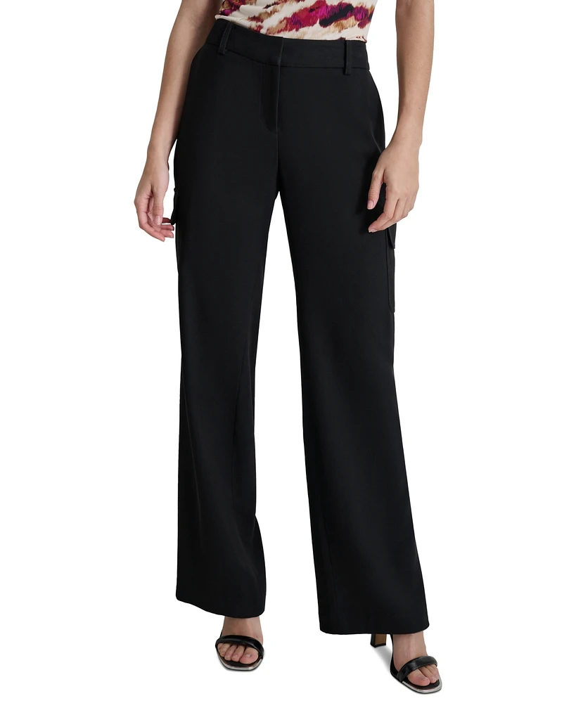 Dkny Petite Mid-Rise Straight-Leg Cargo Pants