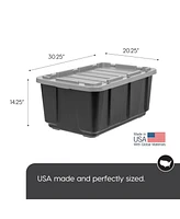 Iris 27Gal/108Qt 4 Pack Large Heavy-Duty Storage Plastic Bin Tote Container with Durable Lid, Black/Gray