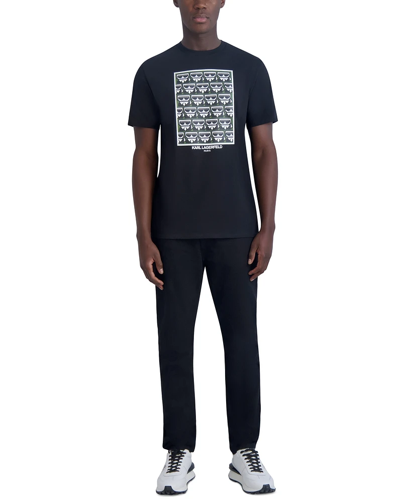 Karl Lagerfeld Paris Men's Multiplied Kocktail Square Logo Graphic T-Shirt