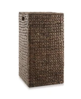 Casafield Laundry Hamper with Lid and Removable Liner Bag - Natural, Woven Water Hyacinth Square Basket for Clothes