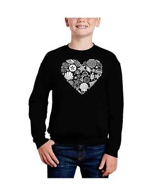 La Pop Art Boys Sea Shells Word Crewneck Sweatshirt