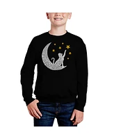 La Pop Art Boys Cat Moon Word Crewneck Sweatshirt