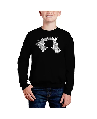 La Pop Art Boys Horse Word Crewneck Sweatshirt