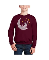 La Pop Art Boys Cat Moon Word Art Crewneck Sweatshirt