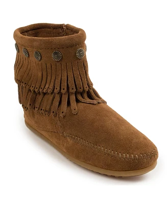 Minnetonka Women's Double Fringe Side Zip Ankle Boots