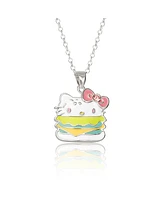 Hello Kitty Sanrio Enamel and Pink Cyrstal Cafe Hamburger 3D Pendant