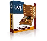 We Games Walnut 7-Games-in-1 Combination Game Set - Includes Chess, Checkers, Backgammon, Dominoes, Cribbage, Poker, Dice and Cards