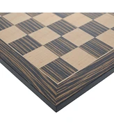 We Games Deluxe Chess Board, Zebra & Natural Wood - 15 in