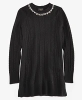 Charter Club Women's Cashmere Embellished Cable-Knit Tunic Sweater, Created for Macy's