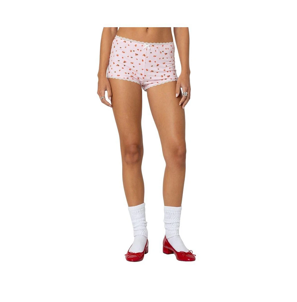 Edikted Women's Strawberry Girl Printed Micro Shorts