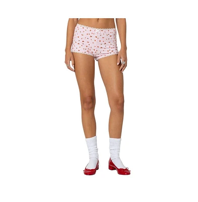 Edikted Women's Strawberry Girl Printed Micro Shorts