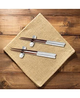 Bey-Berk Set of Two Silver Plated and Chop sticks with Rests