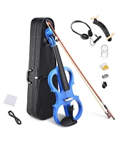 Yescom 4/4 Full Size Electric Violin Wood Silent Fiddle Bow Headphone Case