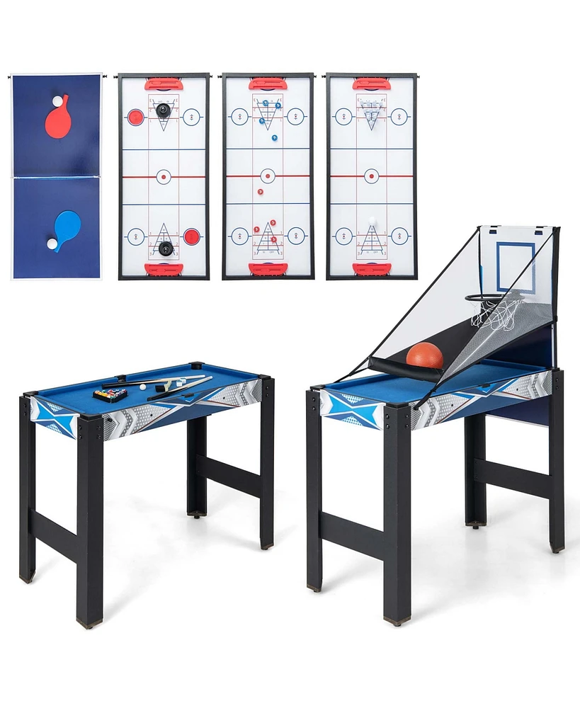 Costway 6-In-1 Combo Game Table with Basketball Billiards Ping Pong Hockey Shuffleboard