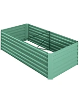 Outsunny Tall Raised Garden Bed Metal Planter Box w/ Reinforced Rods, Green