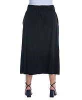 24seven Comfort Apparel Plus Foldover Maxi Skirt With Pockets