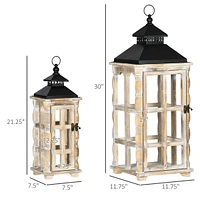 Homcom 2 Pack 31"/22" Lantern Decorative, Distressed Wooden Outdoor Lantern