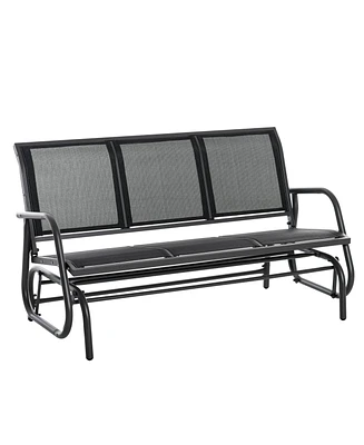 Outsunny Outdoor Glider Bench for 3 with Breathable Mesh Fabric