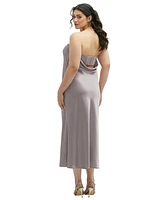 After Six Women's Strapless Midi Bias Column Dress with Peek-a-Boo Corset Back