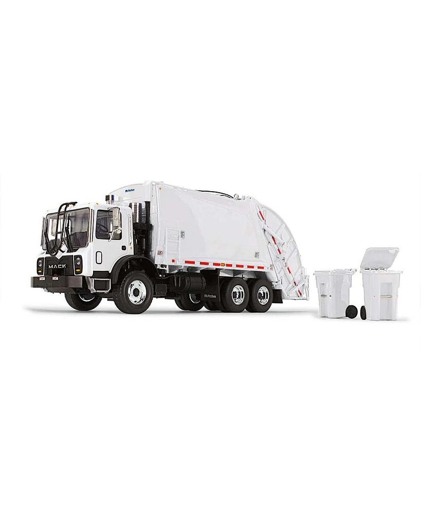 First Gear 1/34 White Mack TerraPro with McNeilus Rear Loader & Trash Cans