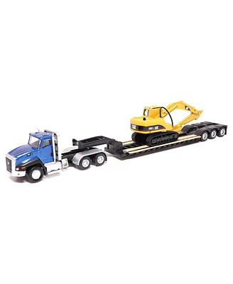 Diecast Masters 1/87 Caterpillar CT660 Day Cab with Lowboy Trailer & L Hydraulic Excavator