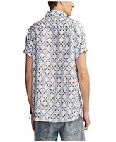 Lucky Brand Men's Batik Short Sleeve Camp Collar Shirt