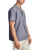 Lucky Brand Men's Tropical Leaf Jacquard Short Sleeve Camp Collar Shirt