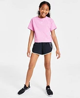 Nike Big Girls Sportswear Essential Swoosh T Shirt Tempo Dri Fit Running Shorts Big Kids Flex Runner 2 Slip On Running Sneakers From Finish Line