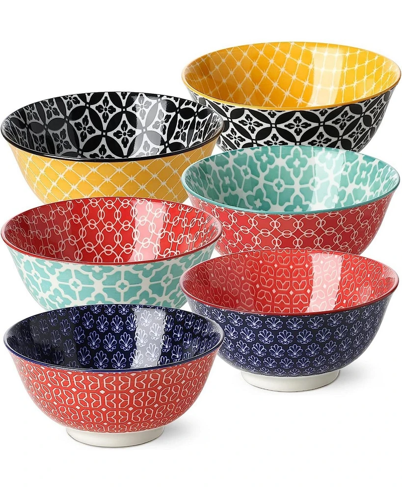 Ventray 32oz Deep Ceramic Salad Bowl, Set Of 6