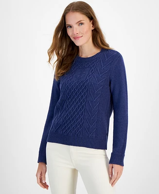 Nautica Jeans Women's Anchor Cable Knit Crewneck Sweater