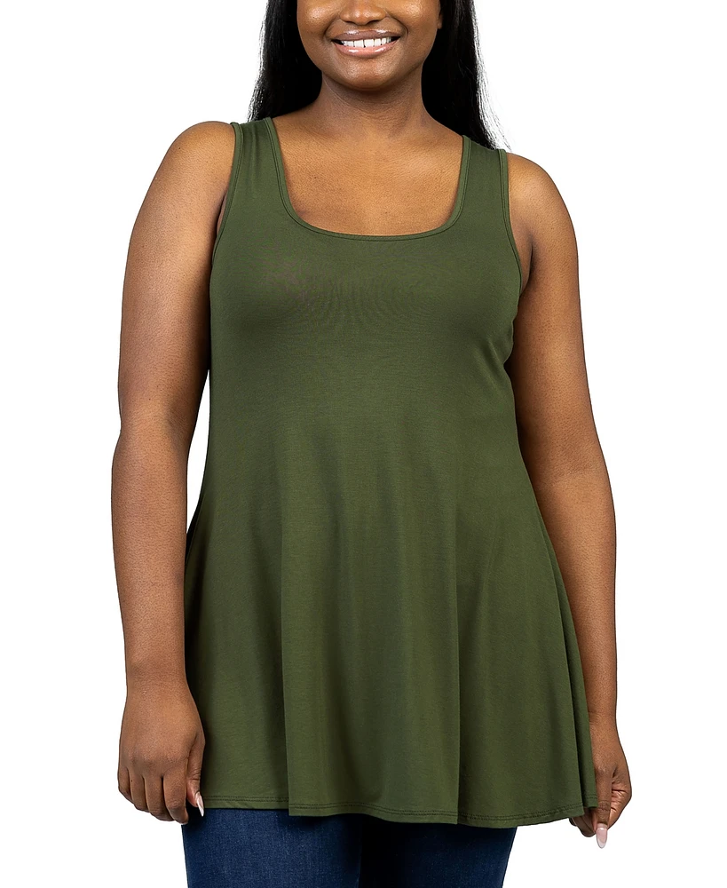 24seven Comfort Apparel Plus Sleeveless Tunic Tank Top