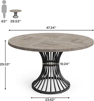 Tribesigns Round Dining Table for 4-6 People, 47-Inch Farmhouse Dinning Room Table Circle Kitchen Table, Industrial Dinner Table with Metal Base for K