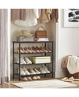 Slickblue Rustic Brown Shoe Storage Rack With Fabric Shelves