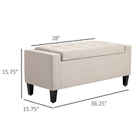 Homcom Recgular Tufted Linen Storage Ottoman Bench with Flipping Top