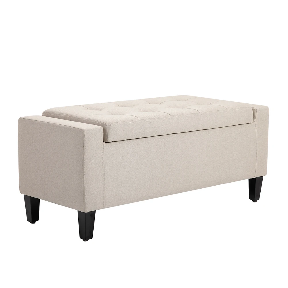 Homcom Recgular Tufted Linen Storage Ottoman Bench with Flipping Top