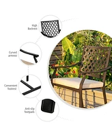 2 Pieces Patiojoy Patio Bar Stool with Height Cushion and Armrest