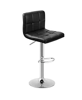 Sugift Armless Pu Leather Bar Stool with Adjustable Height and Swivel Seat