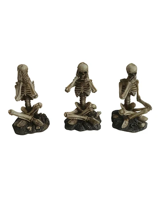 Fc Design 3.25"H 3-pc Skull Cross Leg Hear-No, See-No, Speak-No Evil Figurine Set Decoration Home Decor Perfect Gift for House Warming, Holidays and B