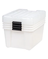 Iris 45 Quart Buckle Up Storage Box, 4 Pack, Pearl