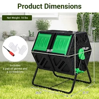 Sugift Dual Chamber Garden Compost Tumbler with Sliding Doors