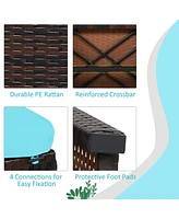 2 Pieces Patio Rattan Ottomans with Soft Cushion for and Garden