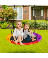Sugift Kids 40 inch Saucer Tree Outdoor Round Platform Swing with Pillow and Handle