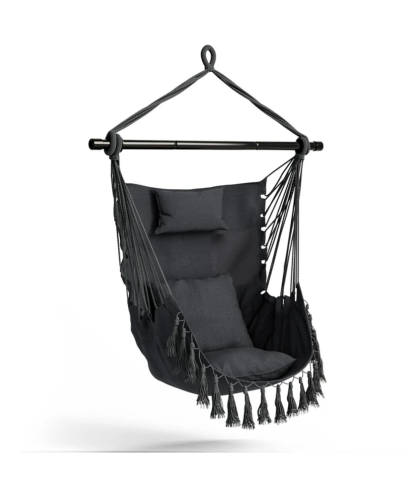 Sugift Hanging Rope Swing Chair with Soft Pillow and Cushions