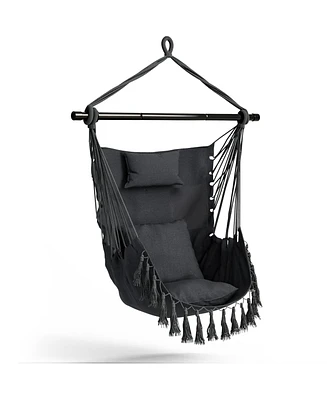 Sugift Hanging Rope Swing Chair with Soft Pillow and Cushions