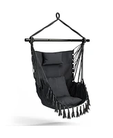 Sugift Hanging Rope Swing Chair with Soft Pillow and Cushions