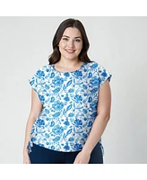 Calypsa Plus Size Daphne Loose Swim Top